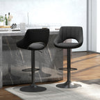 Clay Upholstered Height Adjustable Counter/Barstools with Swivel Seat-Set of 2-Black