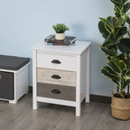 Accent Table Storage Cabinet with 3 Drawers Wooden Bedside Table Night Stand, Home Furniture