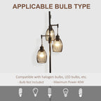 Carmen Dimmable Floor Lamp with 3 Hanging Wire Lampshades-Black