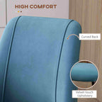 Rene Upholstered Dining Chairs Set of 4, Velvet Accent Chair with Back and Wood-grain Steel Leg for Kitchen, Blue