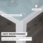 Zaya 5-Piece Rectangular Glass Kitchen Table and Chairs with Metal Frame and Faux Leather Upholstery for Dining Room, White