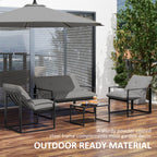 Alfie 4 Piece Patio Conversation Set with Tempered Glass Table-Grey
