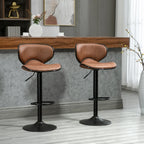 Anna Vintage Set of 2 Microfiber Cloth Adjustable Counter/Bar Height Stools with Swivel Seat, Brown