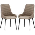 Blake PU Leather Kitchen Chairs, Modern Dining Chairs Set of 2 with Diamond Tufting and Steel Legs for Dining Room, Khaki