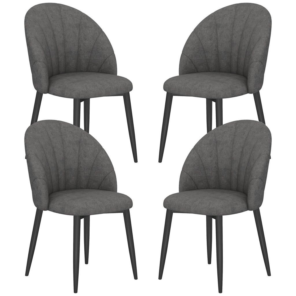 Skylar Modern Dining Chairs Set of 4, Upholstered Dining Room Chairs with Metal Legs, Shell Backrest, Padded Seat, Dark Grey