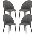 Skylar Modern Dining Chairs Set of 4, Upholstered Dining Room Chairs with Metal Legs, Shell Backrest, Padded Seat, Dark Grey