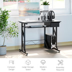 Indy Computer Desk with Keyboard Tray, Writing Desk with Drawer, Workstation for Home Office, Black (35.4"Lx19.7"Wx39.4"H)