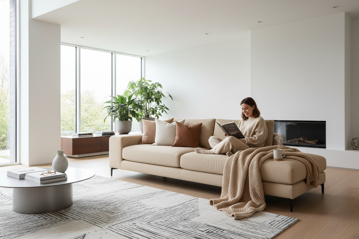 make it more of a cozy sectional lounger with someone sitting on it