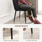 Skylar Modern Dining Chairs Set of 4, Upholstered Dining Room Chairs with Metal Legs, Shell Backrest, Padded Seat, Black