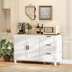 Vesper Buffet Cabinet with Soft-Close Doors, Modern Sideboard with 3 Drawers for Living Room, Kitchen, Dining Room, White