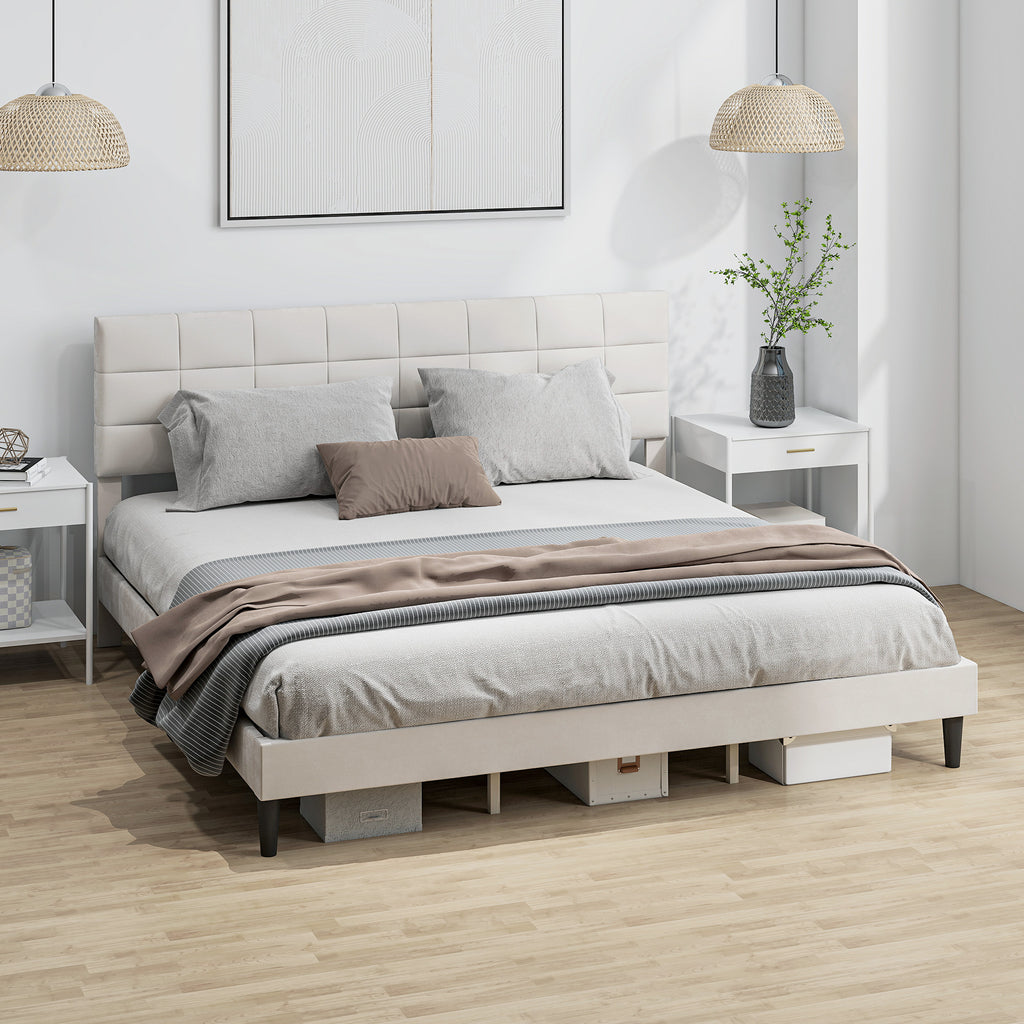 Harper King Size Bed Frame with Upholstered Headboard