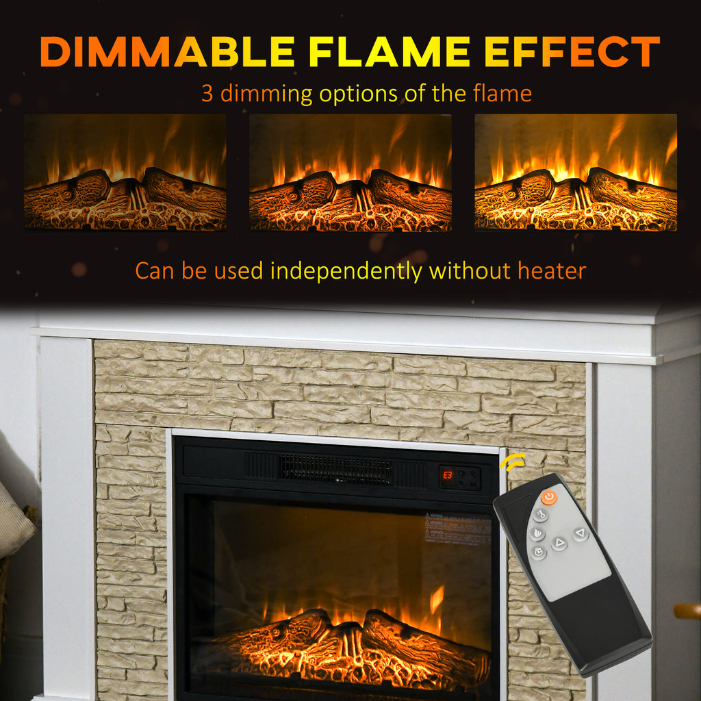 Freestanding fireplace heater with remote control and realistic flame effect