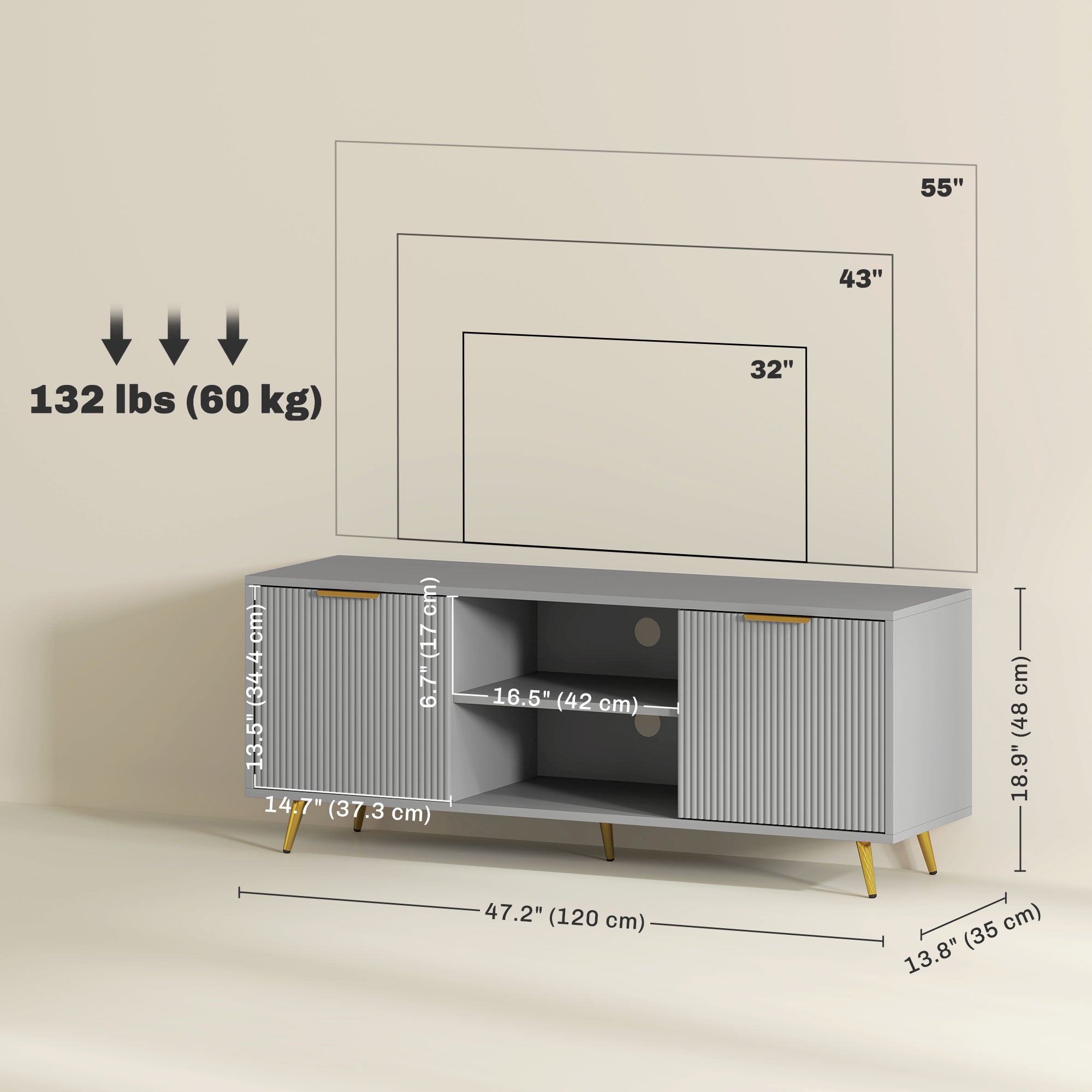 Collins TV Stand with Storage for 55 Inch TV