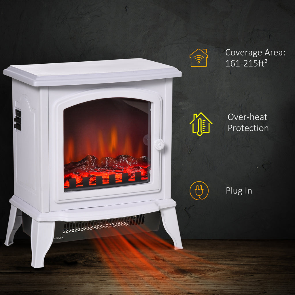 Clover electric fireplace heater with realistic flame effect and modern indoor heating design