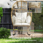 Archer Oversized Rocking Indoor/Outdoor Egg Chair with Thickened Cushions-Beige