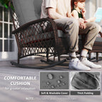 Oxlade Outdoor Rattan Wicker Rocking Chair with Thick Cushions-Set of 2-Grey
