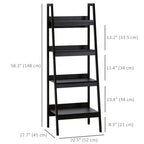 Keegan Set of 2, 4 Tier Ladder Shelf Bookcase/Multi-Use Display Rack for Home Office or Living Room-Black
