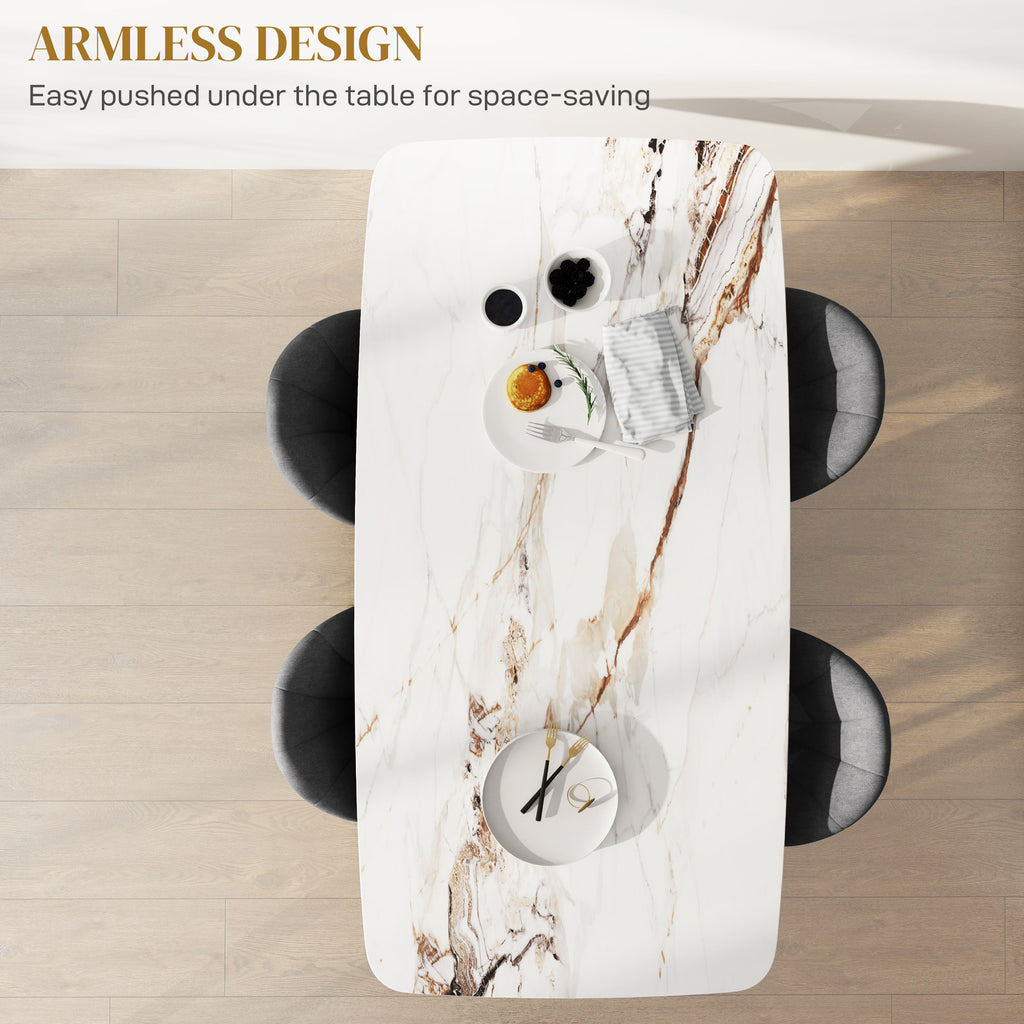 Skylar Modern Dining Chairs Set of 4, Upholstered Dining Room Chairs with Metal Legs, Shell Backrest, Padded Seat, Dark Grey