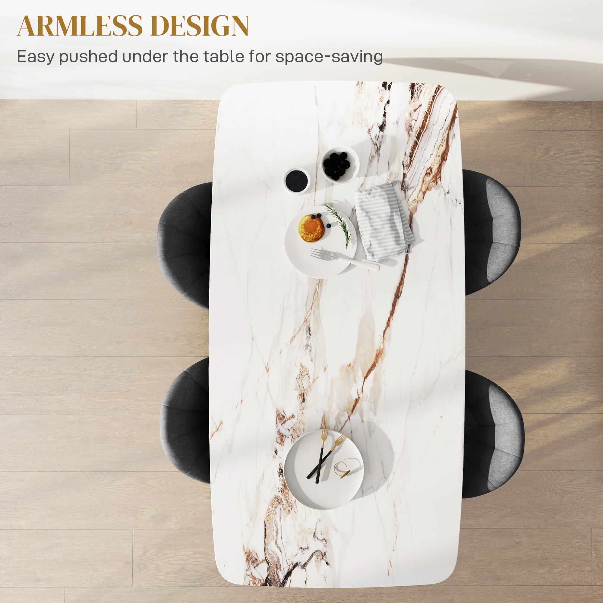 Skylar Modern Dining Chairs Set of 4, Upholstered Dining Room Chairs with Metal Legs, Shell Backrest, Padded Seat, Dark Grey