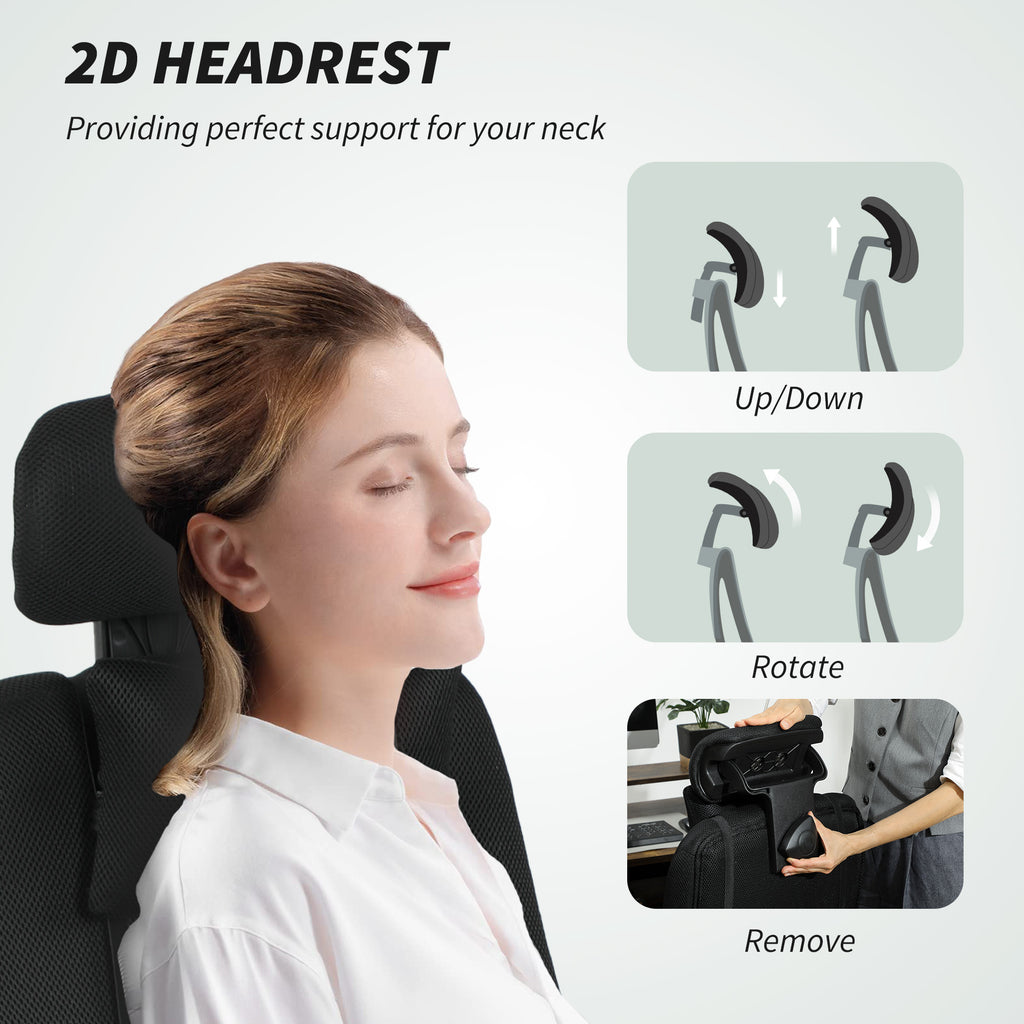 Brady Ergonomic Executive High Back Office Chair with Footrest, Lumbar Support, Black