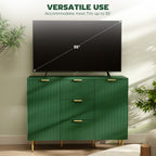 Ellis Modern Kitchen Storage Cabinet, Sideboard Buffet Cabinet w/ 3 Drawers and Adjustable Shelves for Kitchen Hallway, Green