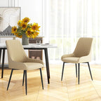 Blake Modern Dining Chairs with Diamond Tufting and Steel Legs-Set of 2-Khaki