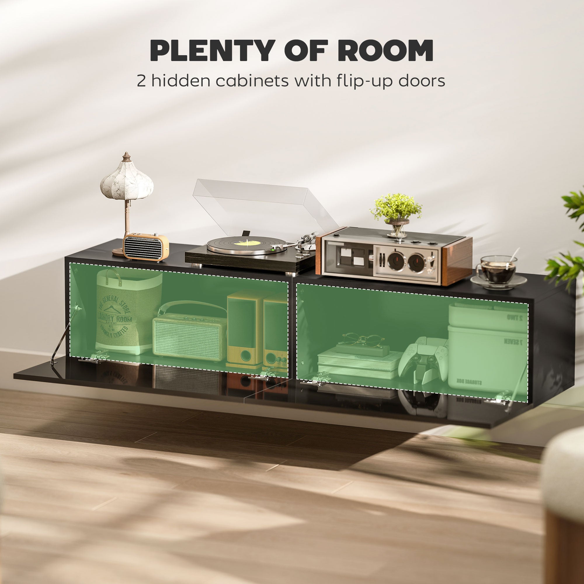 Hunter Floating TV Stand with Storage Cupboards