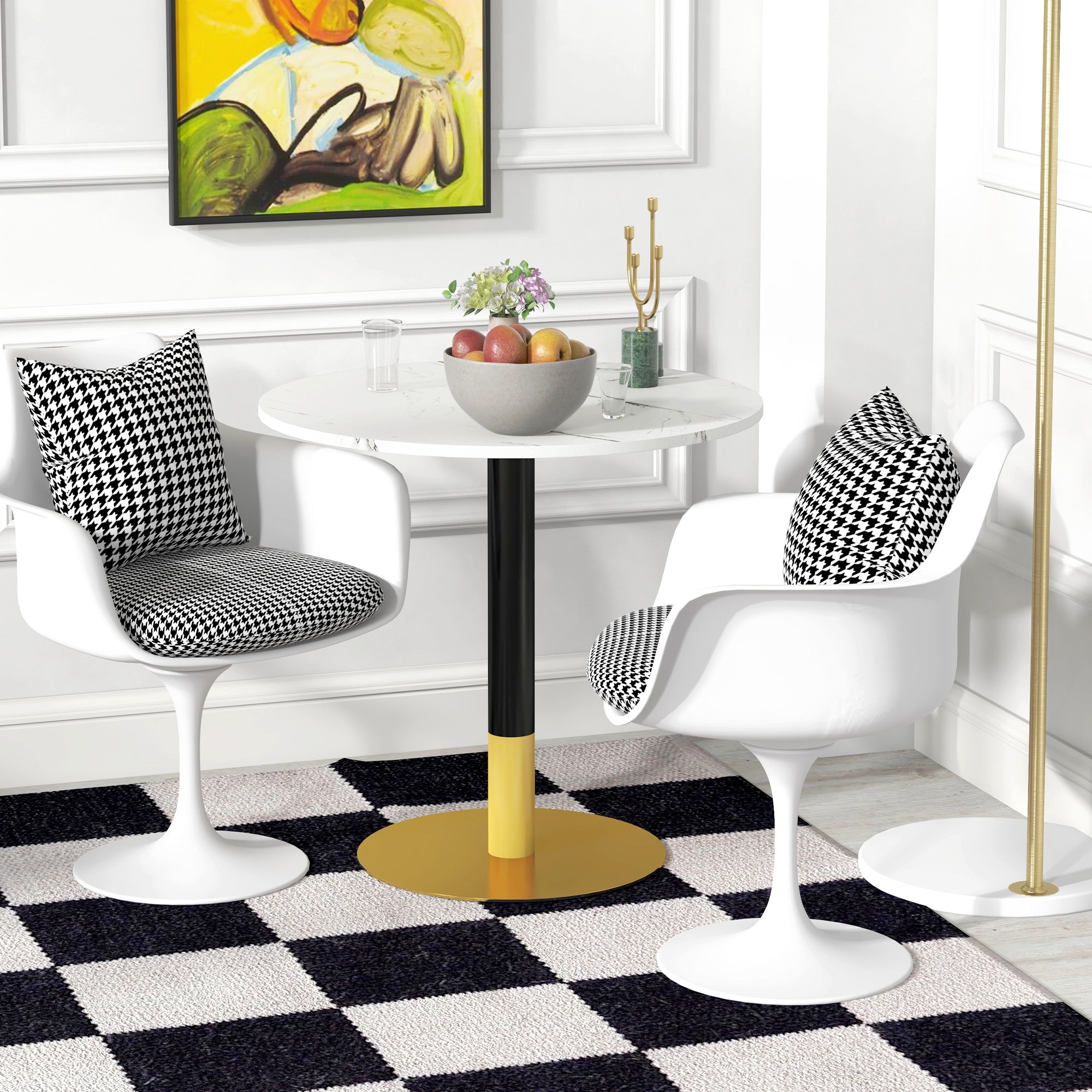 Modern Dining Room Table with Faux Marble Top