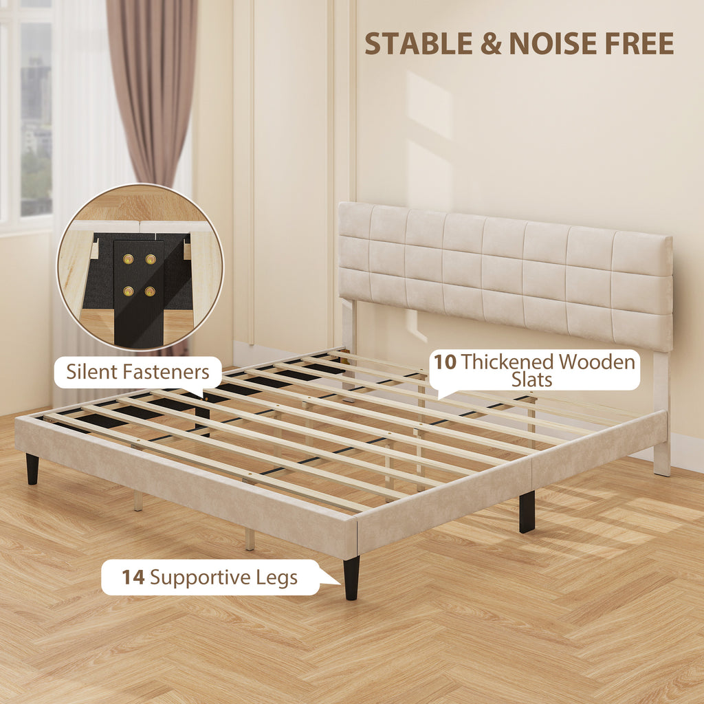 Harper King Size Bed Frame with Upholstered Headboard