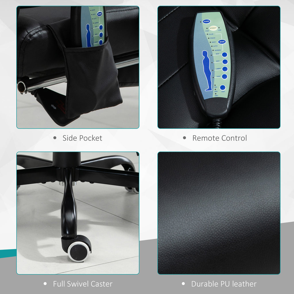 Declan Office Chair with Recliner and  Footrest, Vibrating Massage, Adjustable Height, Perfect Office, Black