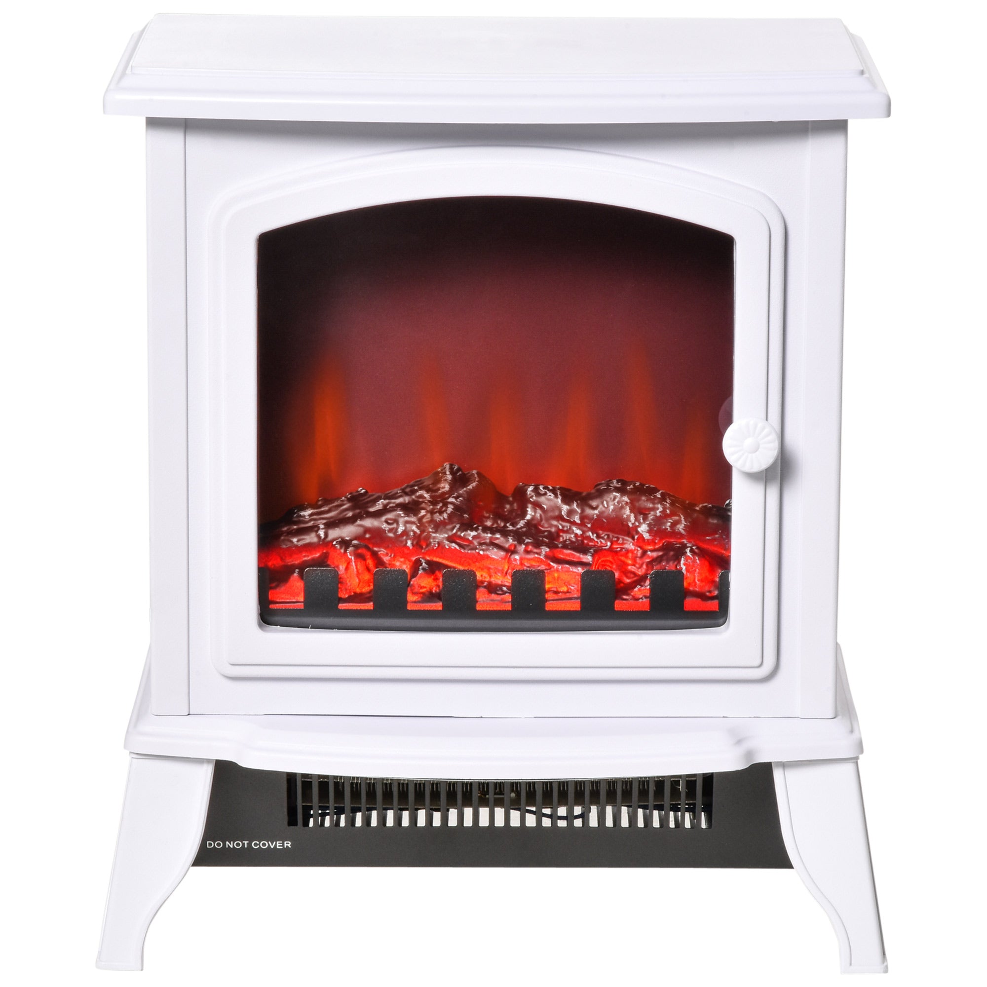 Clover electric fireplace heater with realistic flame effect and modern indoor heating design