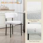 Cruz 2 Pieces Kitchen Chairs, Modern Dining Chairs w/ Berber Fleece Upholstery and Steel Legs for Living Room, Cream White