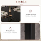 Zaya 3-Piece Rectangular Glass Kitchen Table and Chairs with Metal Frame and Faux Leather Upholstery for Dining Room, Black