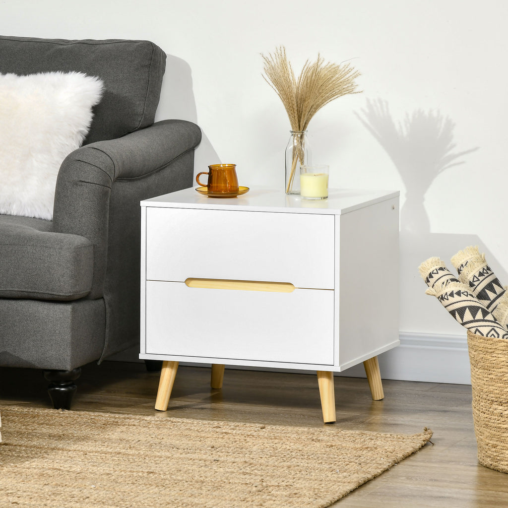 Willow Modern Nightstand/End Table with 2 Drawers-White