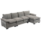 GABI Sectional RHF with Chaise Lounge, Chenille L-shaped Couch with Double-layer Seat Cushion for Living Room, Grey
