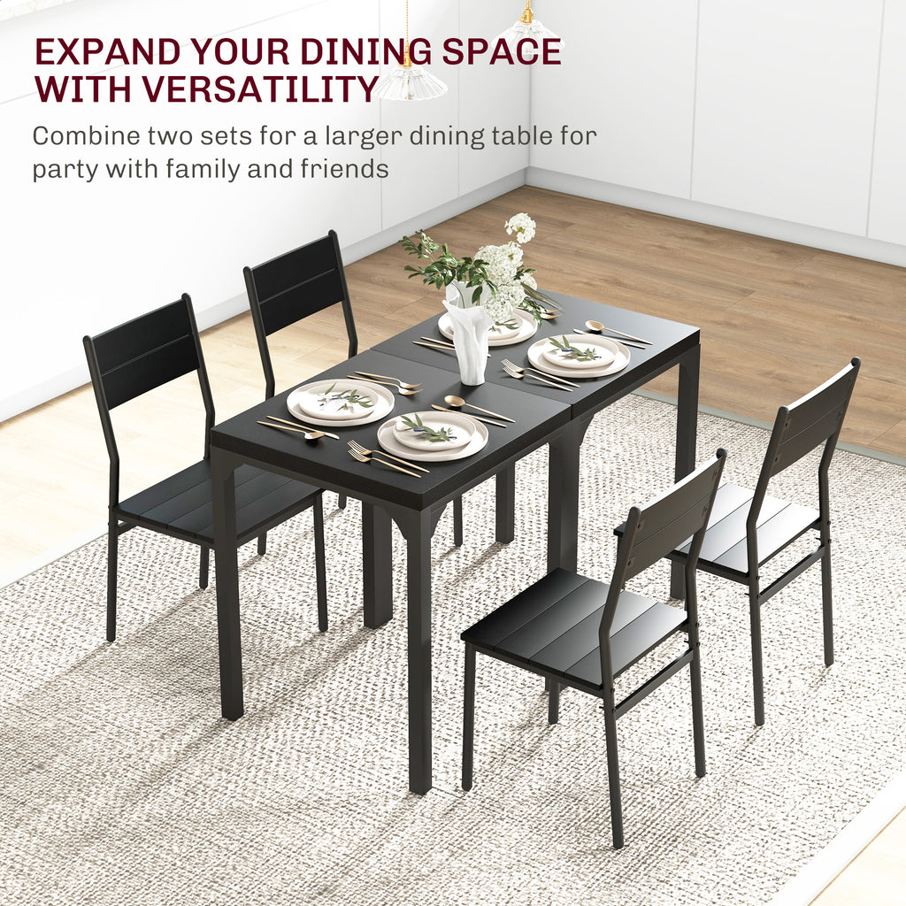Kurt Dining Table Set for 2, 3 Piece Kitchen Table and Chairs with Metal Legs for Small Spaces, Black