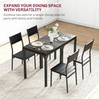 Kurt Dining Table Set for 2, 3 Piece Kitchen Table and Chairs with Metal Legs for Small Spaces, Black