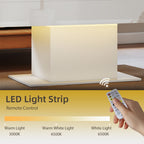 Bryce Extendable Coffee Table with LED Lights, Modern High Gloss Center Table with Hidden Storage for Living Room, White