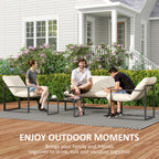 Alfie 4 Piece Patio Conversation Set with Tempered Glass Table-Beige