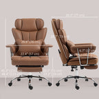 Matteo 400LBS Massage Office Chair, Executive Office Chair with 6-Point Vibration, Footrest and Lumbar Support, Brown