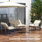 Alfie 4 Piece Patio Conversation Set with Tempered Glass Table-Beige