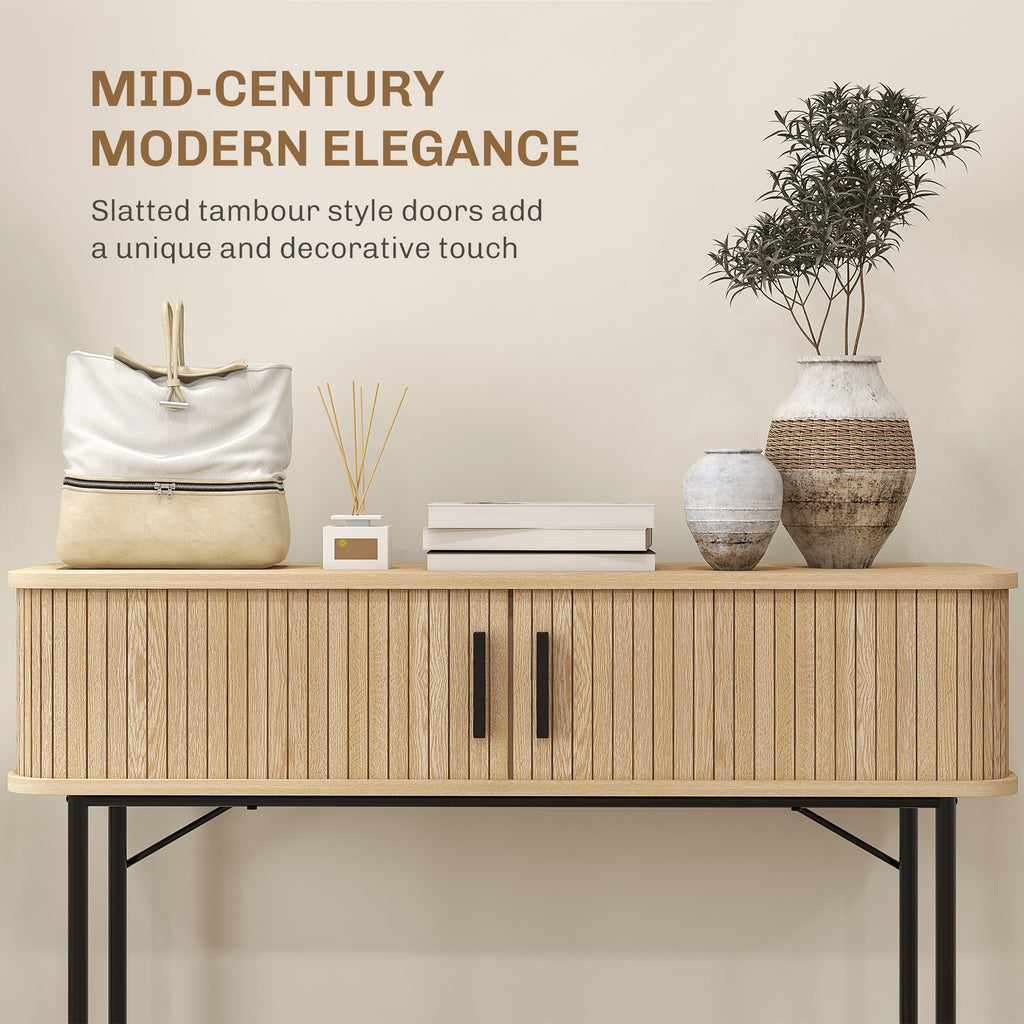 Julian Modern-Mid-Century Narrow Entryway/Console Table with Storage-Oak