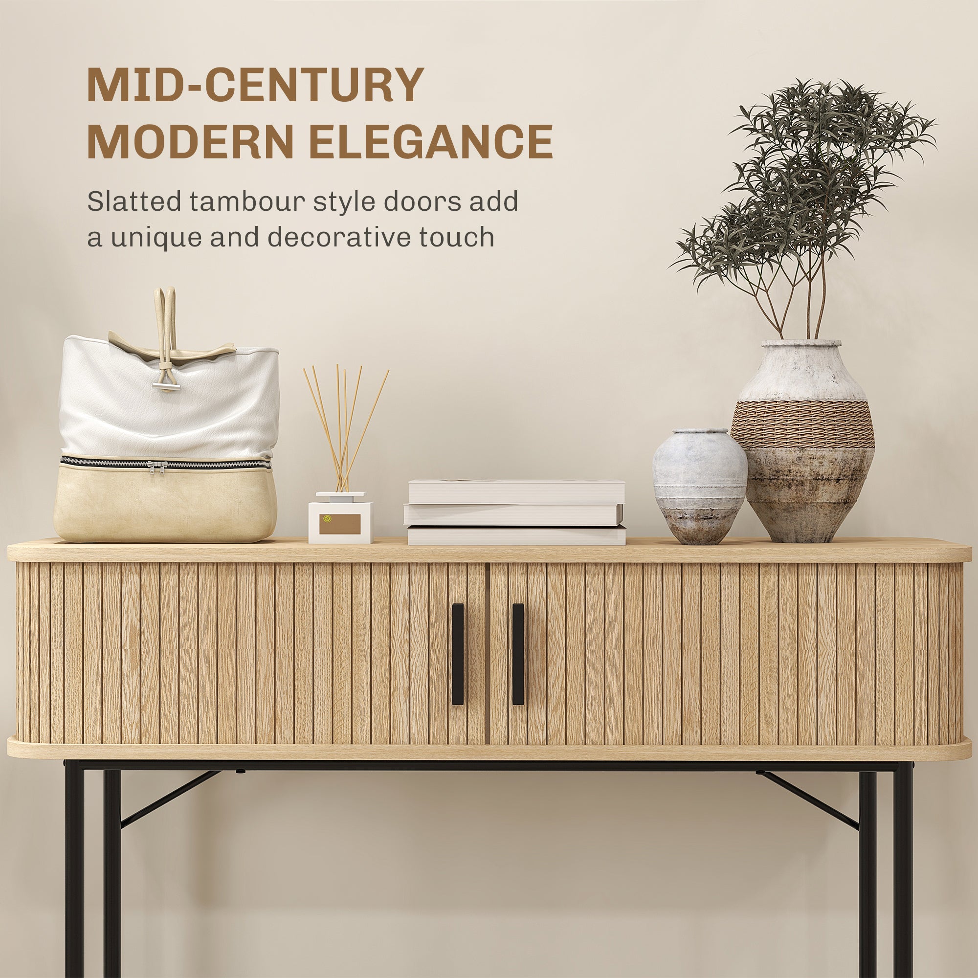 Julian Modern-Mid-Century Narrow Entryway/Console Table with Storage-Oak