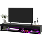 Lane Modern Wall Mounted TV Stand with Storage and LED Lights