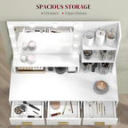 Sophia Illuminated Dressing Table, LED Vanity Table with Mirror, 3 Drawers and Storage Shelves for Bedroom, White