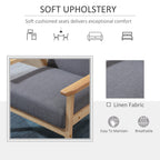 Billie Minimalistic Accent Chair with Thick Linen Cushions-Grey