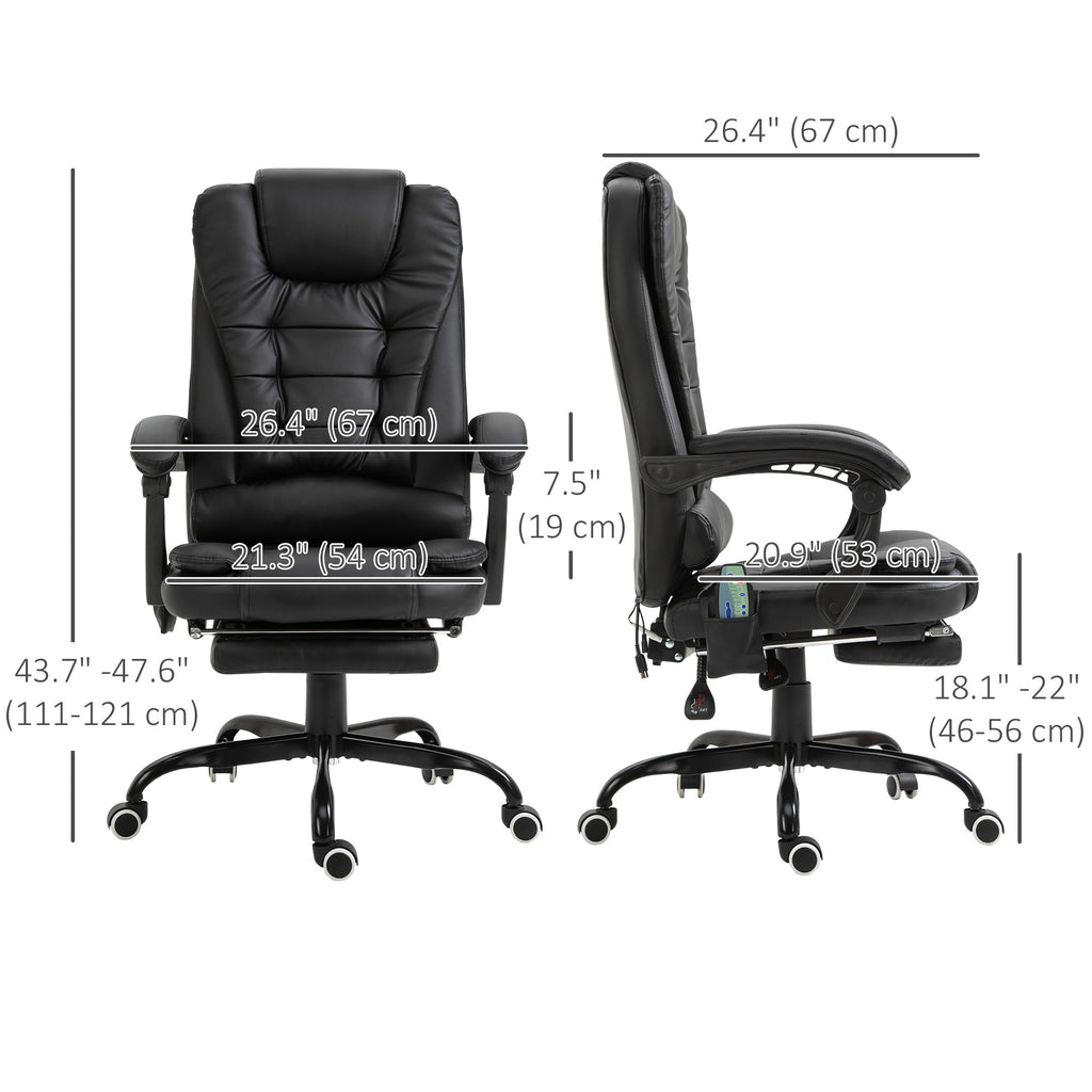 Declan Office Chair with Recliner and  Footrest, Vibrating Massage, Adjustable Height, Perfect Office, Black
