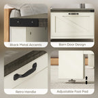 Lowen Farmhouse Coffee Table with Drawer, Open Storage Shelf for Living Room, Dining Room, Office, Distressed White