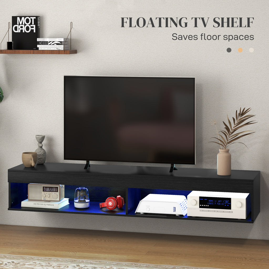 Lane Modern Wall Mounted TV Stand with Storage and LED Lights