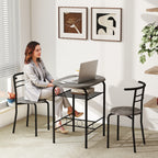 Mason Dining Table Set of 3, 31.5" Kitchen Table and Chairs Set for 2 with Shelf, for Small Space, Dining Room, Living Room